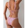 imageMakeMeChic Womens Triangle Thong Bikini Sets High Cut Swimsuit Bathing Suit SwimwearPink Multicolor