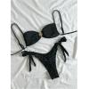 imageMakeMeChic Womens Two Piece Bikini Set Tie Side Ring Backless High Cut Bathing Suit SwimwearBlack