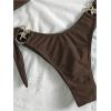 imageMakeMeChic Womens Two Piece Bikini Set Tie Side Ring Backless High Cut Bathing Suit SwimwearBrown