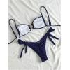 imageMakeMeChic Womens Two Piece Bikini Set Tie Side Ring Backless High Cut Bathing Suit SwimwearDark Blue
