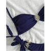 imageMakeMeChic Womens Two Piece Bikini Set Tie Side Ring Backless High Cut Bathing Suit SwimwearDark Blue