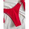 imageMakeMeChic Womens Two Piece Bikini Set Tie Side Ring Backless High Cut Bathing Suit SwimwearRed