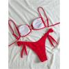 imageMakeMeChic Womens Two Piece Bikini Set Tie Side Ring Backless High Cut Bathing Suit SwimwearRed