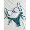 imageMakeMeChic Womens Two Piece Bikini Set Tie Side Ring Backless High Cut Bathing Suit SwimwearTeal Blue