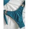 imageMakeMeChic Womens Two Piece Bikini Set Tie Side Ring Backless High Cut Bathing Suit SwimwearTeal Blue