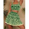 imageMakeMeChic Womens Two Piece Outfit Floral Sleeveless Shirred Tank Crop Top and Skirt SetGreen