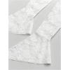 imageMakeMeChic Womens Two Piece Outfits Floral Lace Bell Sleeve Crop Top and Ruched Ruffle Tiered Mini Skirt SetWhite