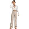 imageMakeMeChic Womens Wide Leg Pants Ribbed Knit High Waist Casual Lounge PantsApricot