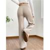 imageMakeMeChic Womens Wide Leg Pants Ribbed Knit High Waist Casual Lounge PantsApricot a
