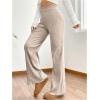 imageMakeMeChic Womens Wide Leg Pants Ribbed Knit High Waist Casual Lounge PantsApricot a