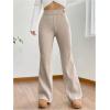 imageMakeMeChic Womens Wide Leg Pants Ribbed Knit High Waist Casual Lounge PantsApricot a
