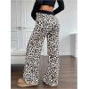 imageMakeMeChic Womens Wide Leg Pants Ribbed Knit High Waist Casual Lounge PantsBeige
