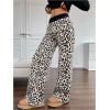 imageMakeMeChic Womens Wide Leg Pants Ribbed Knit High Waist Casual Lounge PantsBeige