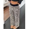 imageMakeMeChic Womens Wide Leg Pants Ribbed Knit High Waist Casual Lounge PantsBeige
