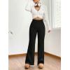 imageMakeMeChic Womens Wide Leg Pants Ribbed Knit High Waist Casual Lounge PantsBlack