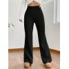imageMakeMeChic Womens Wide Leg Pants Ribbed Knit High Waist Casual Lounge PantsBlack