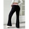 imageMakeMeChic Womens Wide Leg Pants Ribbed Knit High Waist Casual Lounge PantsBlack a
