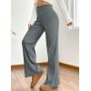 imageMakeMeChic Womens Wide Leg Pants Ribbed Knit High Waist Casual Lounge PantsDark Grey
