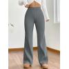 imageMakeMeChic Womens Wide Leg Pants Ribbed Knit High Waist Casual Lounge PantsDark Grey