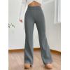imageMakeMeChic Womens Wide Leg Pants Ribbed Knit High Waist Casual Lounge PantsDark Grey