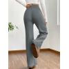 imageMakeMeChic Womens Wide Leg Pants Ribbed Knit High Waist Casual Lounge PantsDark Grey