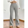 imageMakeMeChic Womens Wide Leg Pants Ribbed Knit High Waist Casual Lounge PantsGrey