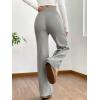 imageMakeMeChic Womens Wide Leg Pants Ribbed Knit High Waist Casual Lounge PantsGrey