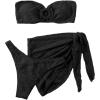 imageMakeMeChic Womens 3 Piece Swimsuit Ring Linked Bandeau High Cut Bikini with Cover Up Skirt SetBlack