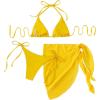 imageMakeMeChic Womens 3packs Triangle Bikini Swimsuit ampamp Beach SkirtYellow