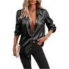 imageMakeMeChic Womens Button Down Shirt Long Sleeve Collared Pocket Work Blouse TopBlack