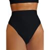 imageMakeMeChic Womens Casual High Waist Solid Bikini Bottoms Swim PantiesBlack