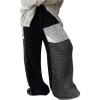 imageMakeMeChic Womens Crochet Wide Leg Pants Tie Waist Colorblock Hollow Out Trousers Knit Baggy Y2K TrousersBlack