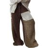 imageMakeMeChic Womens Crochet Wide Leg Pants Tie Waist Colorblock Hollow Out Trousers Knit Baggy Y2K TrousersCoffee Brown