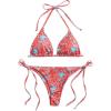 imageMakeMeChic Womens Halter Triangle Thong Bikini Sets High Cut Swimsuit Bathing Suit SwimwearBurnt Orange