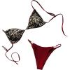 imageMakeMeChic Womens Leopard Print Bikini Set Spaghetti Strap Tie Back String Thong SwimsuitsMulticolor