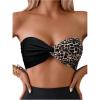 imageMakeMeChic Womens Leopard Print Bikini Top Bandeau Twist Front Summer Bathing Suit Swim TopsBlack