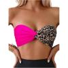 imageMakeMeChic Womens Leopard Print Bikini Top Bandeau Twist Front Summer Bathing Suit Swim TopsHot Pink