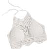imageMakeMeChic Womens Solid Tie Back Crochet Halter Bikini Top Summer Beach Knit Bralette Crop TopsWhite
