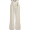 imageMakeMeChic Womens Straight Leg Pants Zip Fly Belted Elegant Work Office TrousersBeige