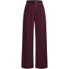 imageMakeMeChic Womens Straight Leg Pants Zip Fly Belted Elegant Work Office TrousersBurgundy