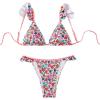 imageMakeMeChic Womens Triangle Thong Bikini Sets High Cut Swimsuit Bathing Suit SwimwearFlower Multicolor