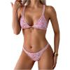 imageMakeMeChic Womens Triangle Thong Bikini Sets High Cut Swimsuit Bathing Suit SwimwearPink Multicolor