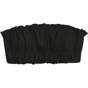 imageMakeMeChic Womens Bandeau Bikini Tops Strapless Frill Trim Swimsuit TopBlack