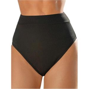 imageMakeMeChic Womens Casual High Waist Solid Bikini Bottoms Swim PantiesBlack E