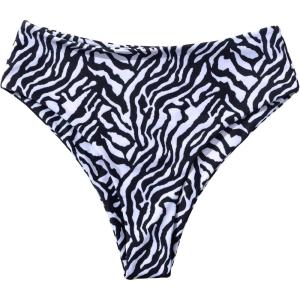 imageMakeMeChic Womens Casual High Waist Solid Bikini Bottoms Swim PantiesBlack White