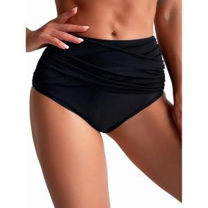 imageMakeMeChic Womens Casual High Waist Solid Bikini Bottoms Swim PantiesBlack a