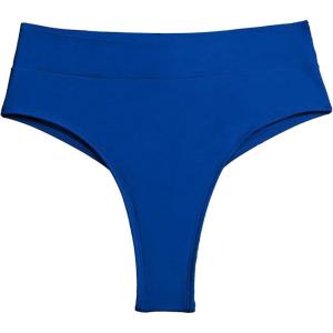 imageMakeMeChic Womens Casual High Waist Solid Bikini Bottoms Swim PantiesBlue a