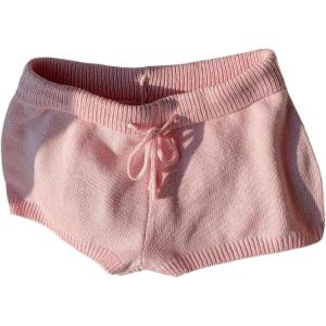 imageMakeMeChic Womens Crochet Knit Mini Shorts Micro Pajama Fuzzy ShortsWatermelon Pink