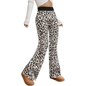 imageMakeMeChic Womens Wide Leg Pants Ribbed Knit High Waist Casual Lounge PantsBeige