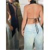 imageMakeMeChic Womens Cheetah Print Halter Top Y2K Tie Front Backless Club Going Out Tank TopsBlack B